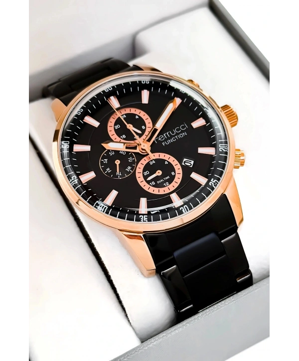 Function Erkek Kol Saati Siyah Renk Çelik Kordon Ve Rose Kasa, Sdfer004