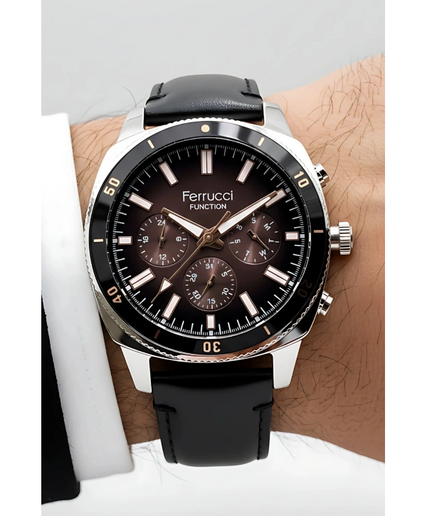 Function Erkek Kol Saati Çelik Kordon Bileklik Hediyeli Gümüş-Siyah sdfer029