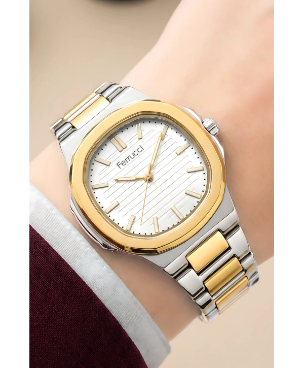 Kadın Kol Saati Çelik Kordon 3 Atm, Bileklik Hediyeli Gümüş-altın Sdfer045