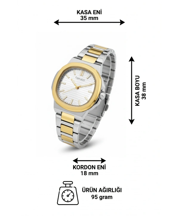 Kadın Kol Saati Çelik Kordon 3 Atm, Bileklik Hediyeli Gümüş-altın Sdfer045
