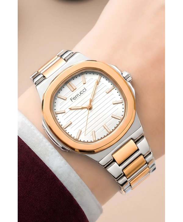 Kadın Kol Saati Çelik Kordon 3 Atm Suya Dayanıklı Bileklik Hediyeli Gümüş-rose Sdfer045