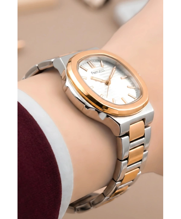 Kadın Kol Saati Çelik Kordon 3 Atm Suya Dayanıklı Bileklik Hediyeli Gümüş-rose Sdfer045