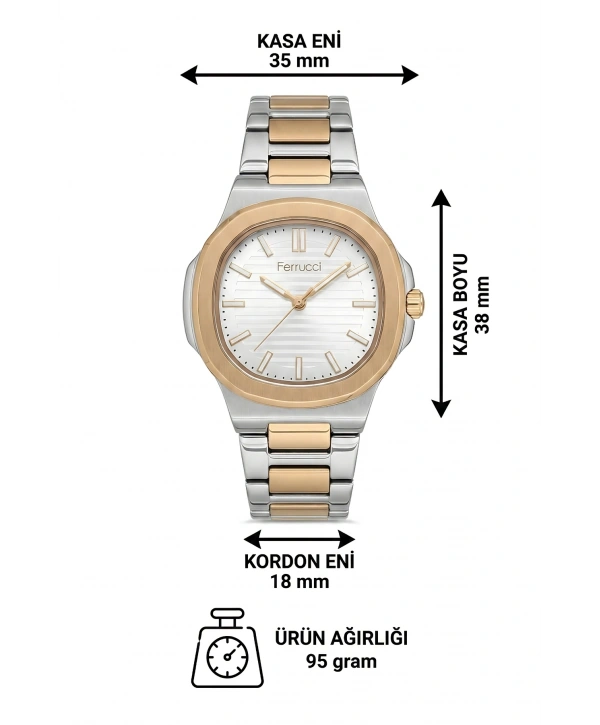 Kadın Kol Saati Çelik Kordon 3 Atm Suya Dayanıklı Bileklik Hediyeli Gümüş-rose Sdfer045