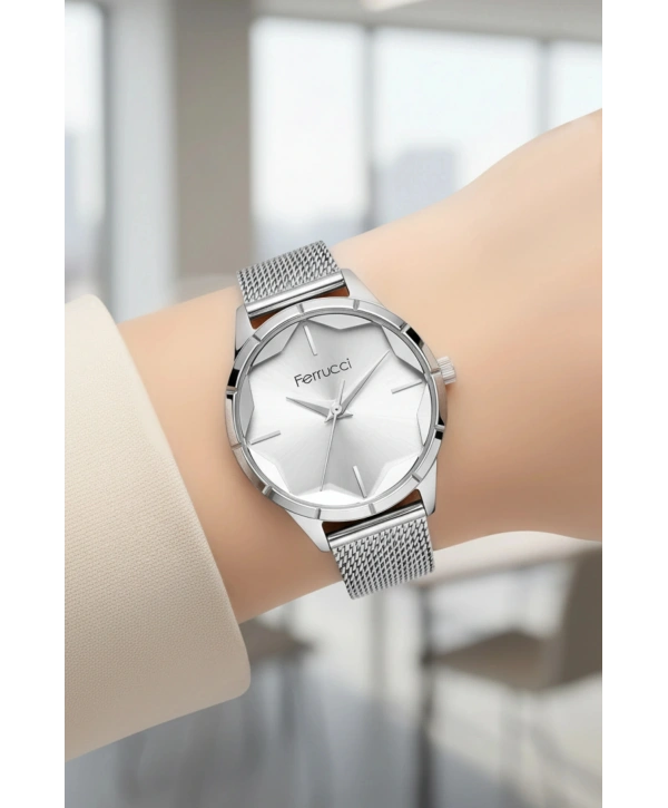 Kadın Kol Saati Çelik Kordon 3 Atm Suya Dayanıklı Bileklik Hediyeli Gümüş Sdfer054