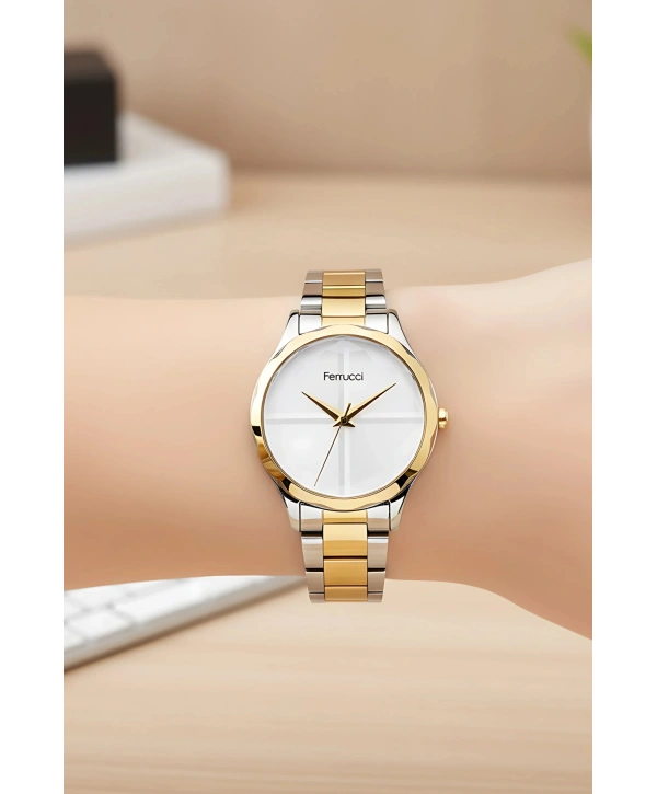 Kadın Kol Saati Çelik Kordon 3 Atm Suya Dayanıklı Bileklik Hediyeli Gold Sdfer054