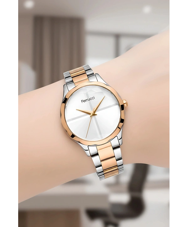 Kadın Kol Saati Çelik Kordon 3 Atm Suya Dayanıklı Bileklik Hediyeli Rose Gold Sdfer054