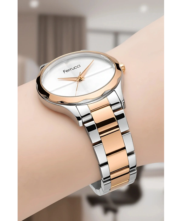 Kadın Kol Saati Çelik Kordon 3 Atm Suya Dayanıklı Bileklik Hediyeli Rose Gold Sdfer054