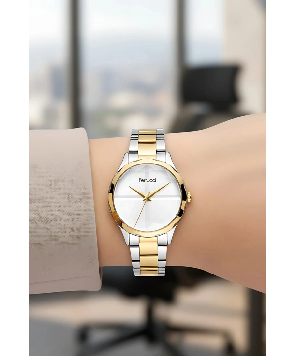 Kadın Kol Saati Çelik Kordon 3 Atm Suya Dayanıklı Bileklik Hediyeli Gümüş-altın Sdfer052