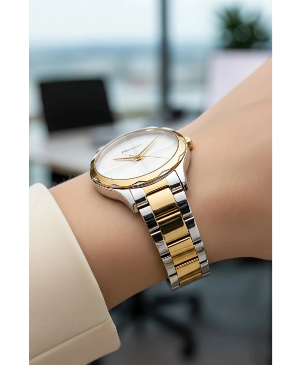 Kadın Kol Saati Çelik Kordon 3 Atm Suya Dayanıklı Bileklik Hediyeli Gümüş-altın Sdfer052