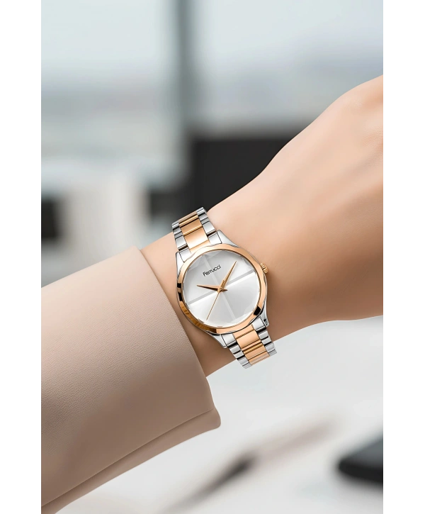 Kadın Kol Saati Çelik Kordon 3 Atm Suya Dayanıklı Bileklik Hediyeli Gümüş-rose Sdfer052