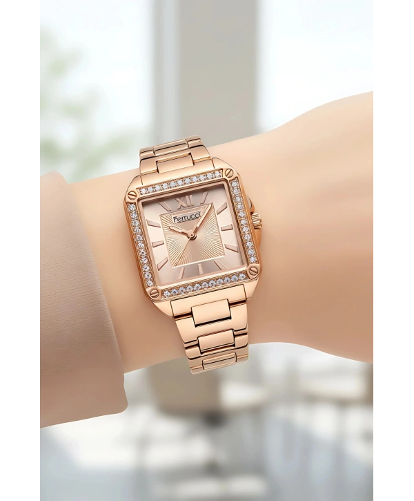 Kadın Kol Saati Çelik Kordon 3 Atm Suya Dayanıklı Bileklik Hediyeli Rose Sdfer046