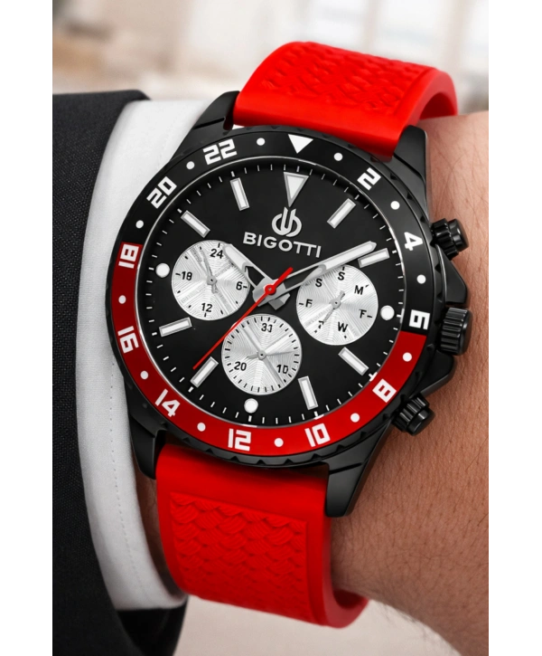 Erkek Kol Saati Tüm Fonksiyonlar Aktif Kırmızı Silikon Kordon Sdb009