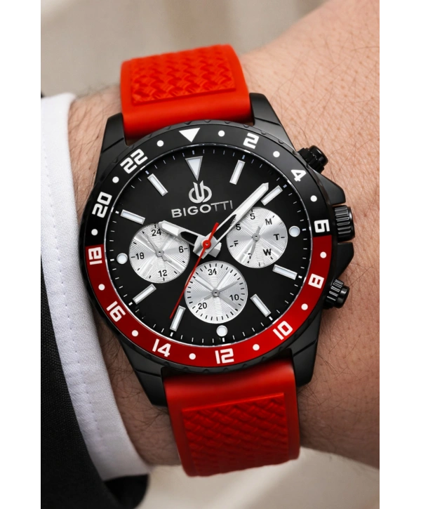 Erkek Kol Saati Tüm Fonksiyonlar Aktif Kırmızı Silikon Kordon Sdb009