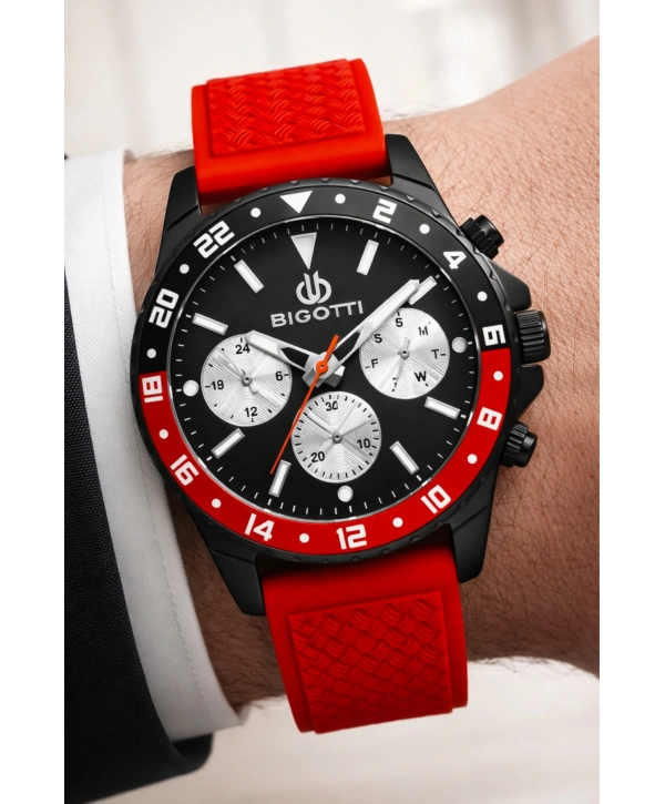 Erkek Kol Saati Tüm Fonksiyonlar Aktif Kırmızı Silikon Kordon Sdb009