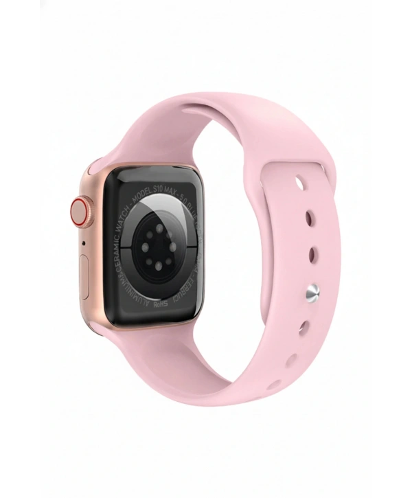 FC Smart S10 Max – Bluetooth Arama, Spor Modları, Alüminyum Kasa Akıllı Saat Pembe-Rose