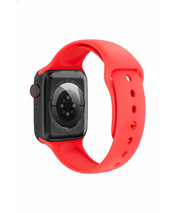 Fc Smart S10 Max – Bluetooth Arama, Spor Modları, Alüminyum Kasa Akıllı Saat Kırmızı-Siyah
