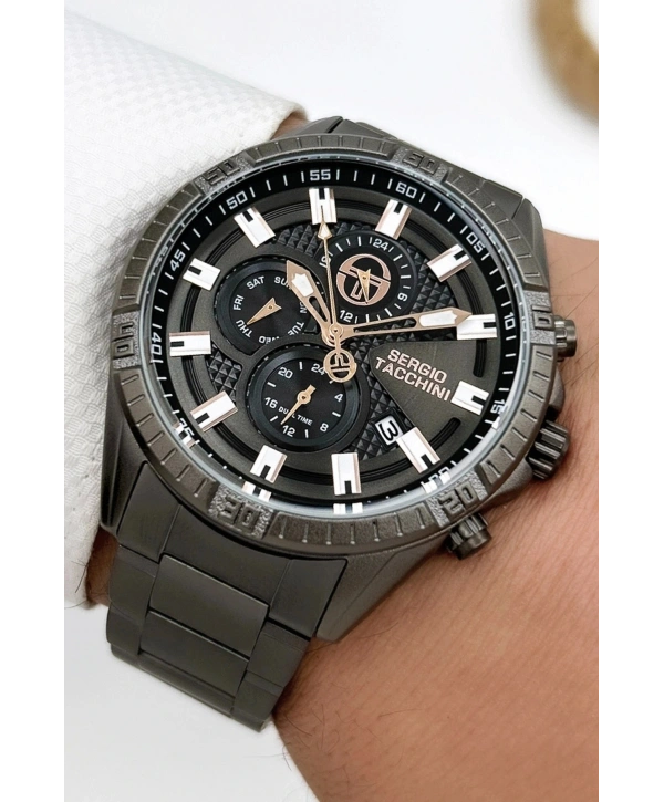 Premium Lüx Çelik Kordon Erkek Kol Saati Füme stsd005