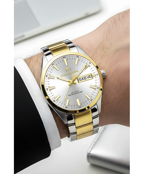 Premium Lüx Çelik Kordon Erkek Kol Saati Gümüş-gold Stsd011