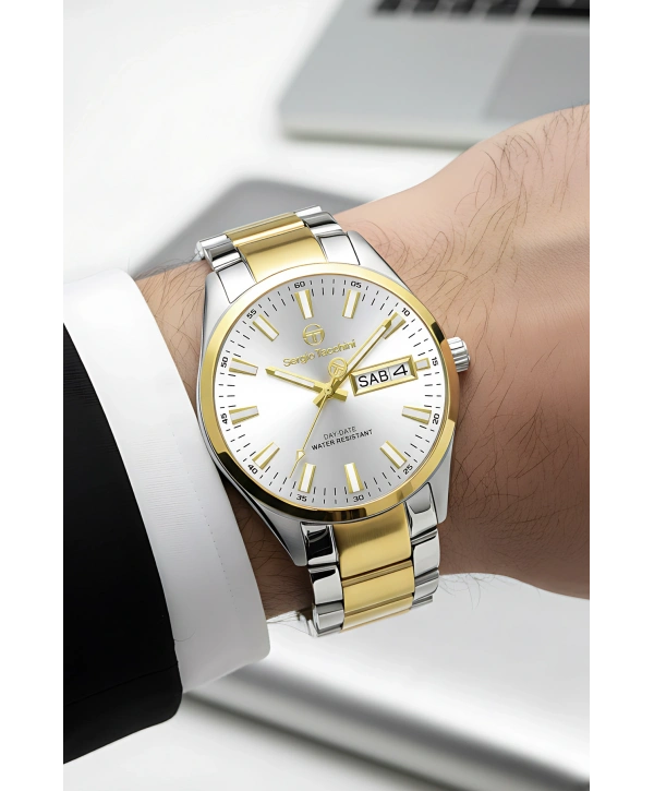 Premium Lüx Çelik Kordon Erkek Kol Saati Gümüş-gold Stsd011