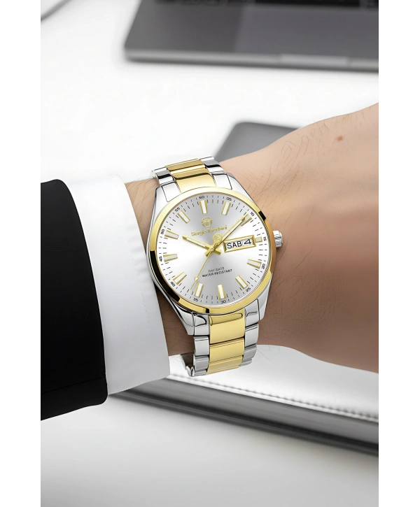 Premium Lüx Çelik Kordon Erkek Kol Saati Gümüş-gold Stsd011