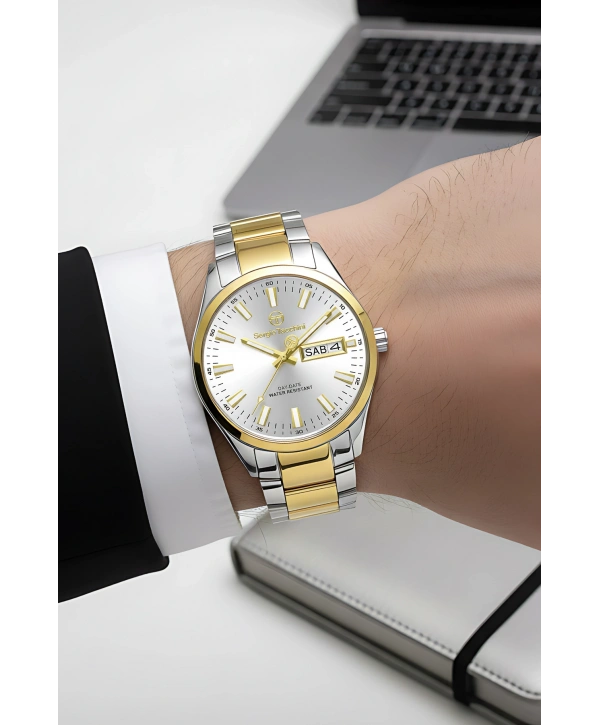 Premium Lüx Çelik Kordon Erkek Kol Saati Gümüş-gold Stsd011