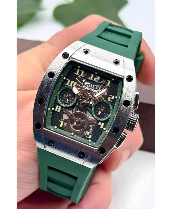 Function Erkek Kol Saati Silikon Kordon Bileklik Hediyeli 3atm Yeşil Sdfer066