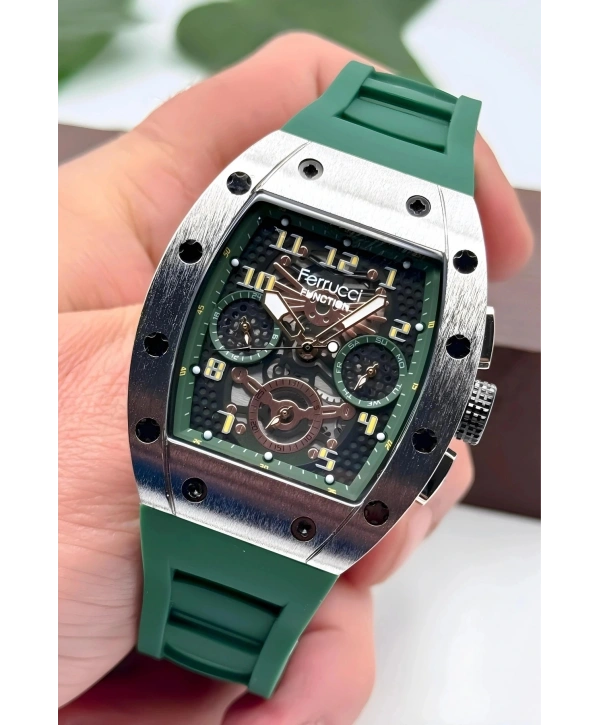 Function Erkek Kol Saati Silikon Kordon Bileklik Hediyeli 3atm Yeşil Sdfer066