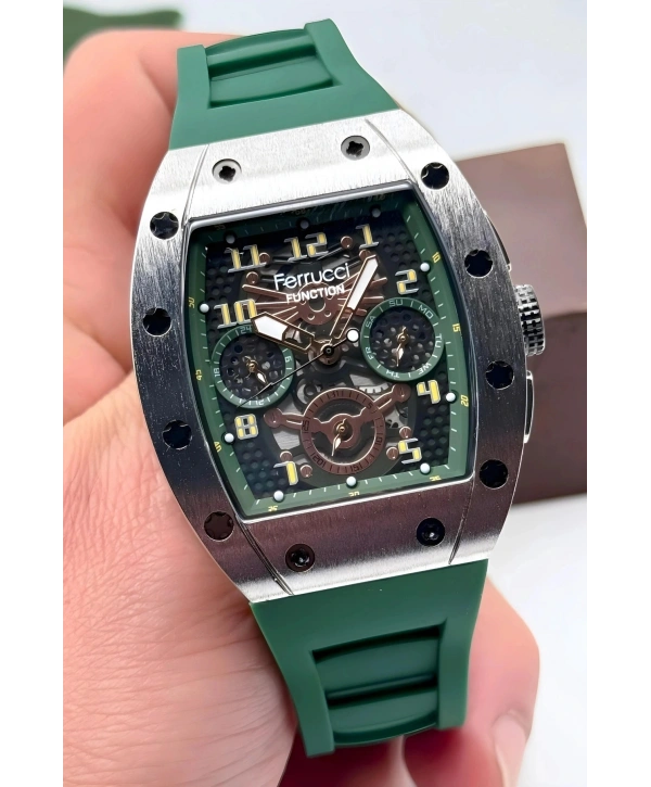 Function Erkek Kol Saati Silikon Kordon Bileklik Hediyeli 3atm Yeşil Sdfer066