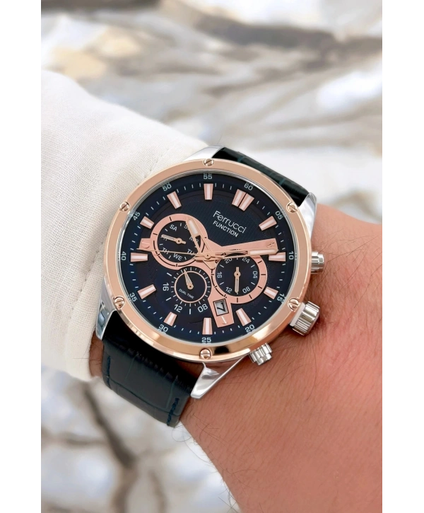 Function Lacivert Deri Kordon Erkek Kol Saati 3 Atm Suya Dayanıklı Sdfer067