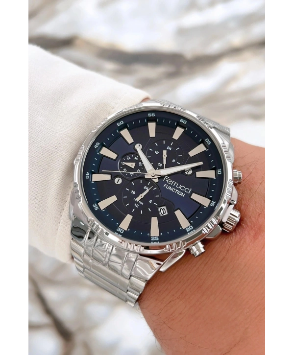 Gümüş-mavi Yeni Sezon Çelik Kordon Function Erkek Kol Saati Sdfer072