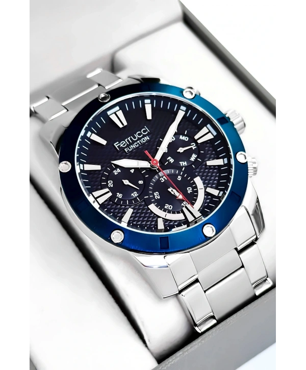 Function Erkek Kol Saati Gümüş-mavi Çelik Kordon 3atm Suya Dayanıklı Sdfer093