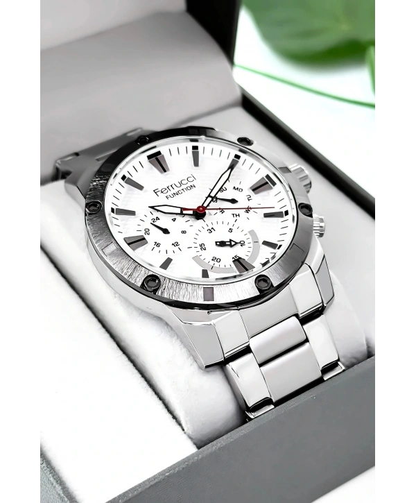 Function Erkek Kol Saati Gümüş-beyaz Çelik Kordon 3atm Suya Dayanıklı Sdfer093