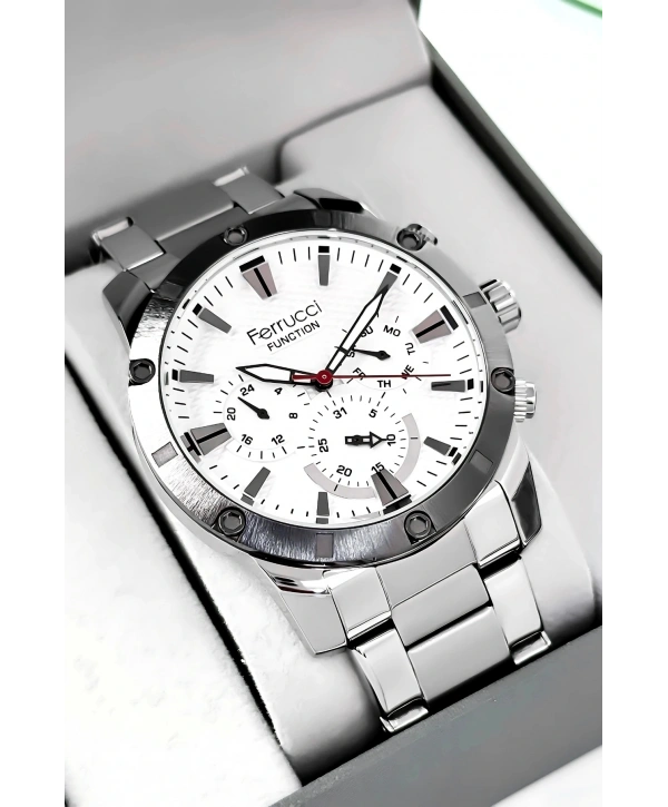 Function Erkek Kol Saati Gümüş-beyaz Çelik Kordon 3atm Suya Dayanıklı Sdfer093