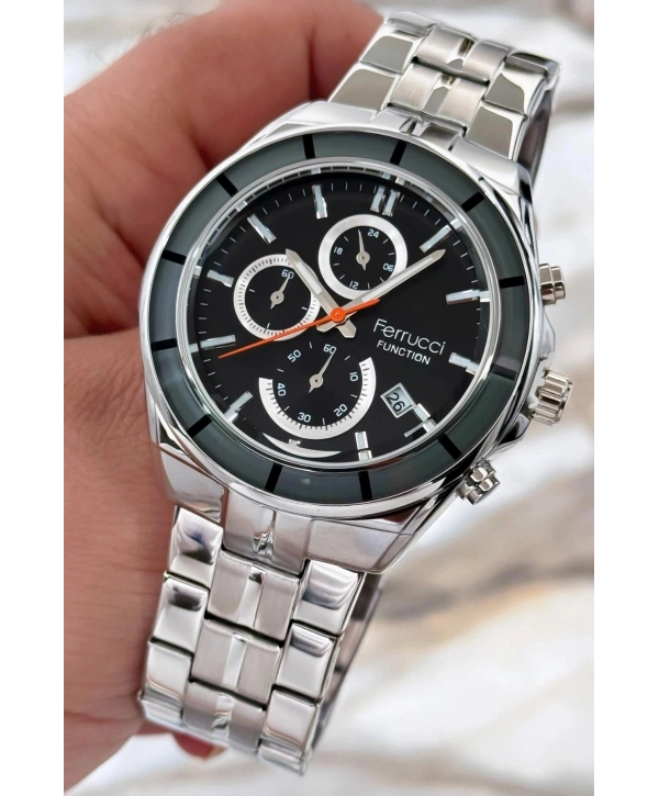 Function Erkek Kol Saati Gümüş-siyah Çelik Kordon 3atm Suya Dayanıklı Sdfer094