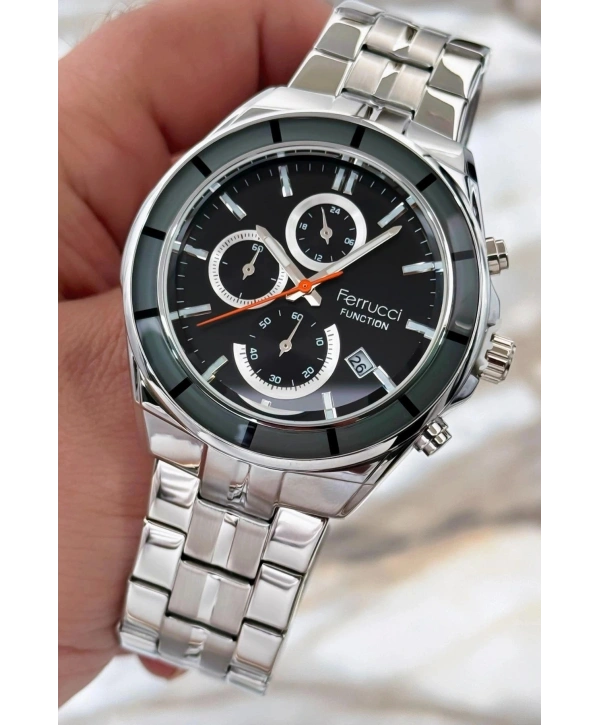 Function Erkek Kol Saati Gümüş-siyah Çelik Kordon 3atm Suya Dayanıklı Sdfer094