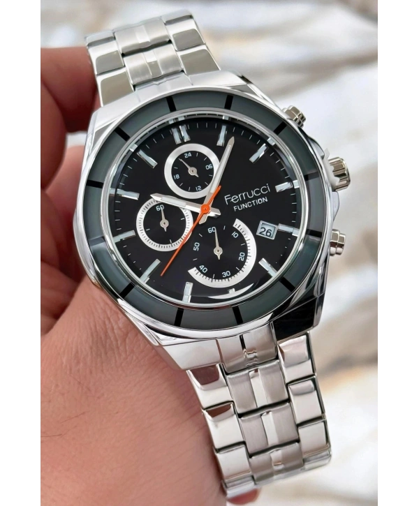 Function Erkek Kol Saati Gümüş-siyah Çelik Kordon 3atm Suya Dayanıklı Sdfer094