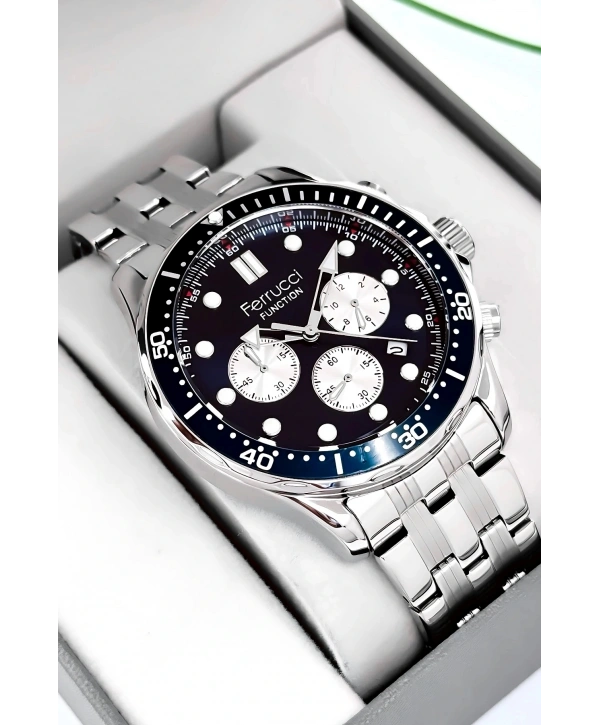 Function Erkek Kol Saati Gümüş-mavi Çelik Kordon 3atm Suya Dayanıklı Sdfer095