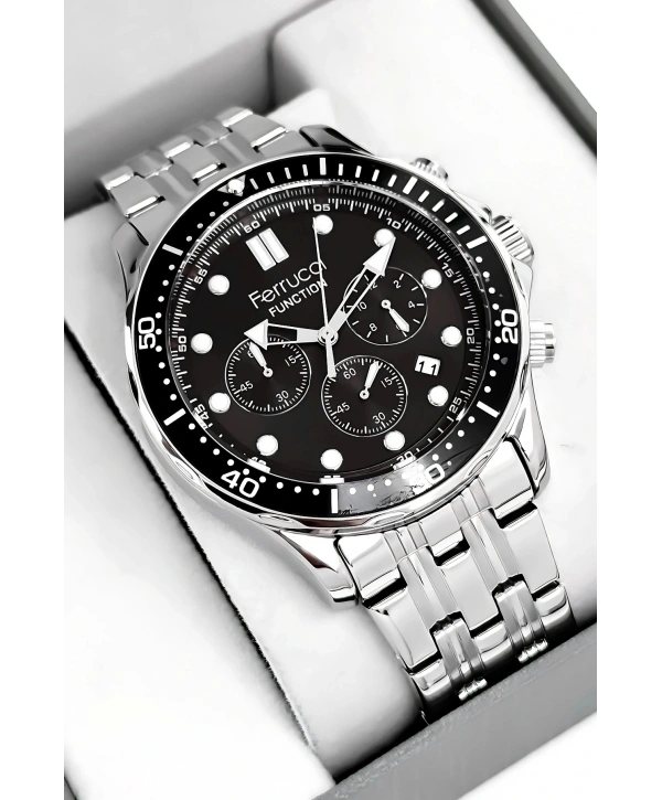 Function Erkek Kol Saati Gümüş-siyah Çelik Kordon 3atm Suya Dayanıklı Sdfer095