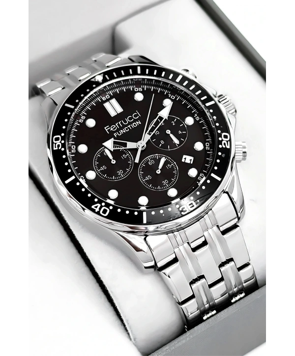 Function Erkek Kol Saati Gümüş-siyah Çelik Kordon 3atm Suya Dayanıklı Sdfer095