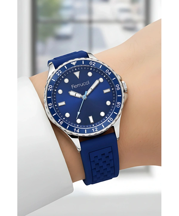 Lacivert Silikon Kordon Gümüş Çelik Kasa Kadın Kol Saati Fc 03282s.02 Bileklik Sdfer096