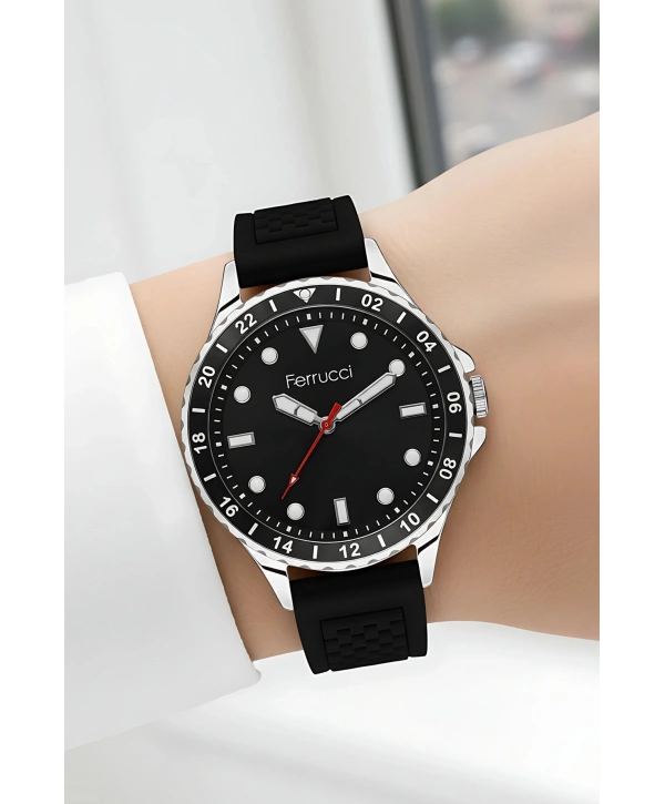 Siyah Silikon Kordon Gümüş Çelik Kasa Kadın Kol Saati Fc 03282s.07 Bileklik Sdfer096