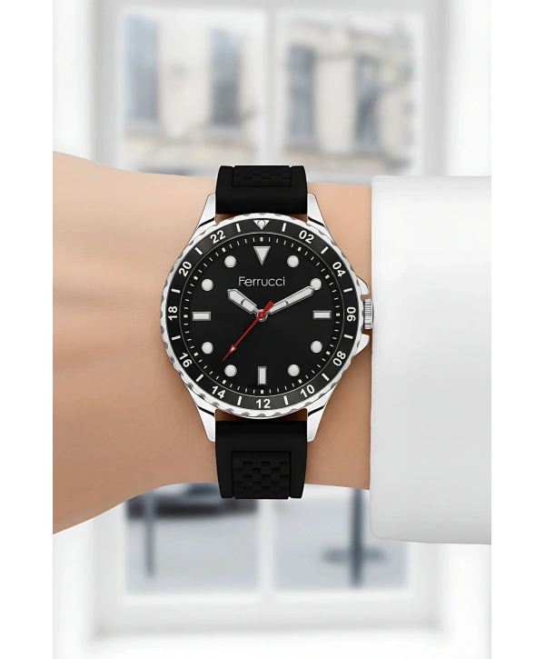 Siyah Silikon Kordon Gümüş Çelik Kasa Kadın Kol Saati Fc 03282s.07 Bileklik Sdfer096