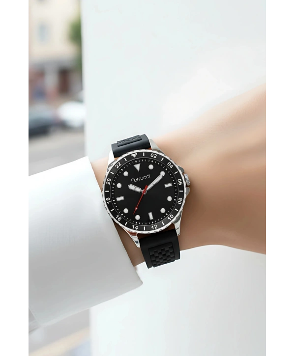 Siyah Silikon Kordon Gümüş Çelik Kasa Kadın Kol Saati Fc 03282s.07 Bileklik Sdfer096