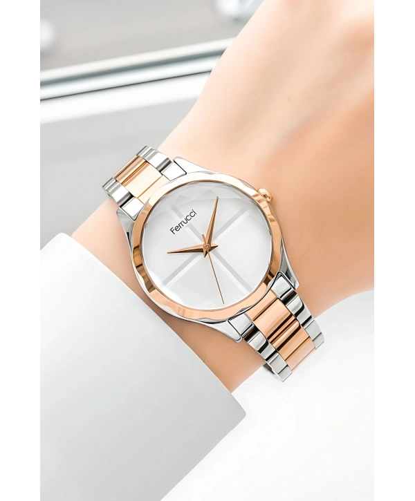 Gümüş-rose Gold Çelik Kordon Çelik Kasa Kadın Kol Saati Fc 13066m.03 Zmfer097