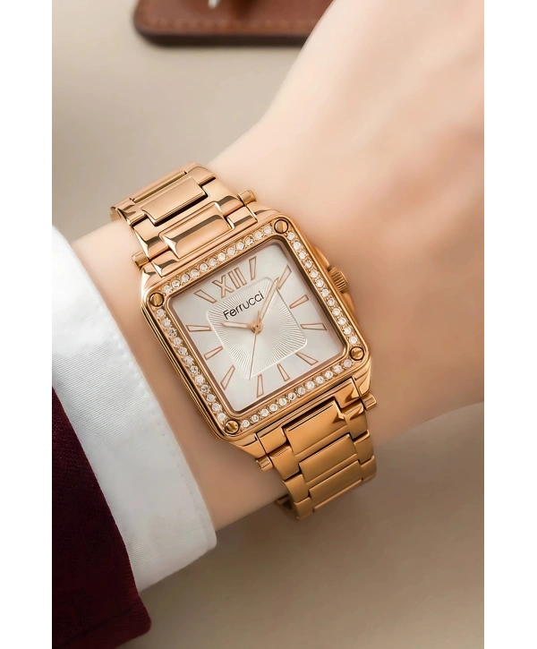Rose Çelik Kordon Taşlı Çelik Kasa Kadın Kol Saati Fc.14169m.02 Sdfer102