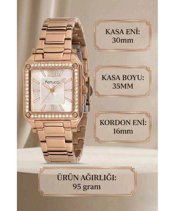 Rose Çelik Kordon Taşlı Çelik Kasa Kadın Kol Saati Fc.14169m.02 Sdfer102