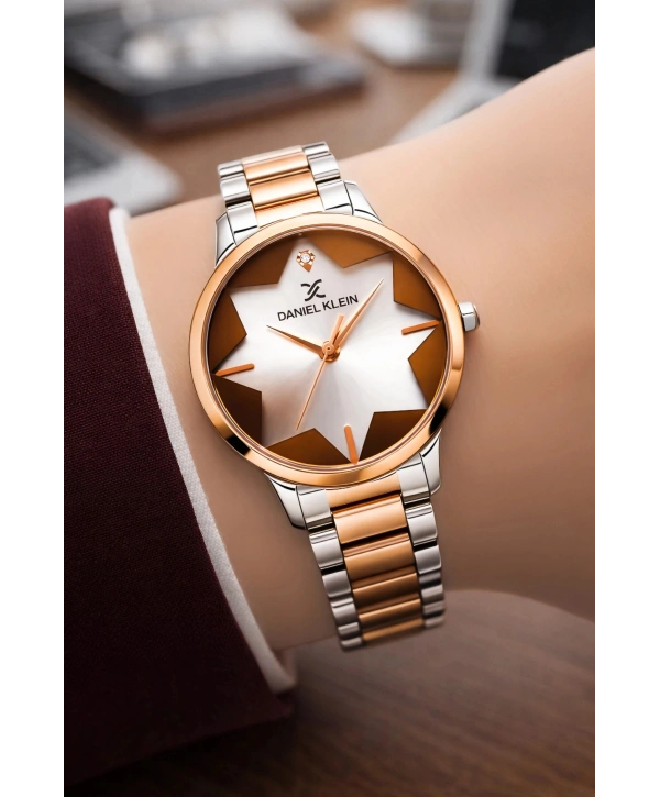 Kadın Kol Saati Rose Gold-gümüş Renk Çelik Kordon&kasa Dke.1.110140-3 Sddk081