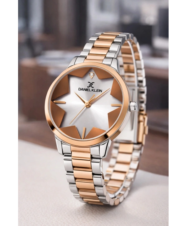 Kadın Kol Saati Rose Gold-gümüş Renk Çelik Kordon&kasa Dke.1.110140-3 Sddk081
