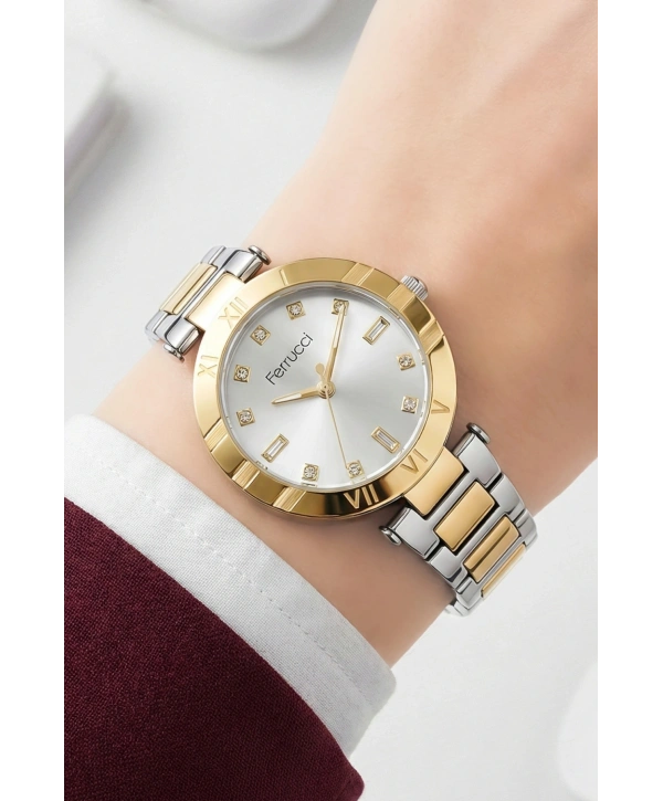 Kadın Kol Saati Altın-gümüş Çelik Kordon Çelik Kasa Fc.03207m.05 Sdfer107