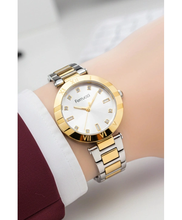 Kadın Kol Saati Altın-gümüş Çelik Kordon Çelik Kasa Fc.03207m.05 Sdfer107